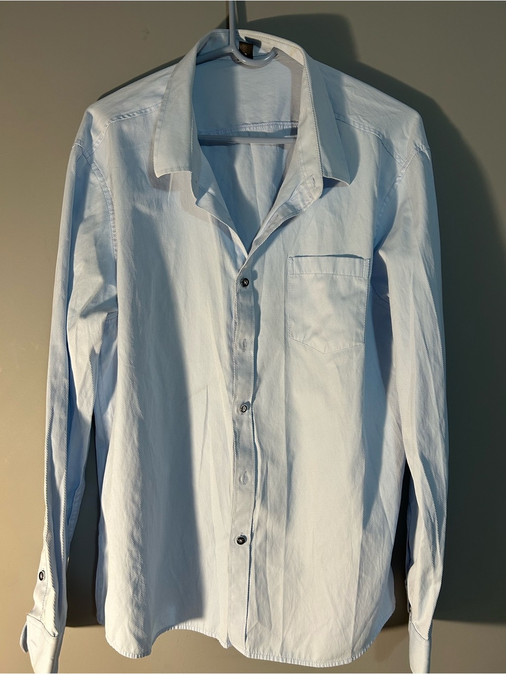 SHEIN Light Blue Men's Long Sleeve Button-Up Shirt